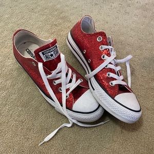 RED GLITTER CONVERSE - like new!